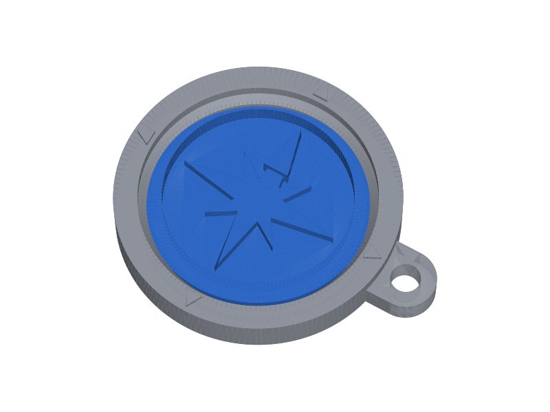 Render of the Compass Rose Spinner Keychain