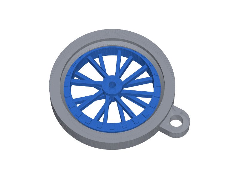 Render of the Spoke Wheel Spinner Keychain
